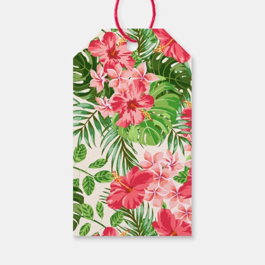 ピンクハイビスカス70thバースデーパーティギフトラベル ギフトタグ (裏面)