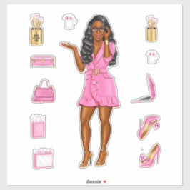 ピンクハイファッションメラニン症女性用プランナーデカール シール