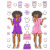 ピンクハイファッションメラニン症女性用プランナーデカール シール (正面)