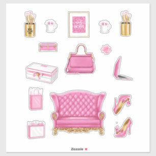 ピンクハイファッション女性ヒール財布&アクセサリー シール