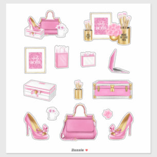 ピンクハイファッション女性ヒール財布&アクセサリー シール