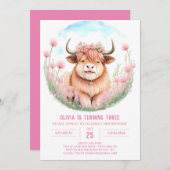 ピンクハイランドカウガールズ誕生日 招待状 (正面/裏面)