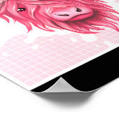 ピンクハイランドカウストロベリーエステティックコテージコア ポスター (角)