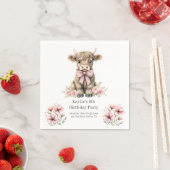 ピンクハイランドカウバースデーパーティー スタンダードカクテルナプキン (インサイチュ)