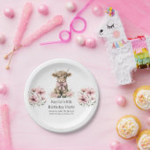 ピンクハイランドカウバースデーパーティー ペーパープレート (パーティー)