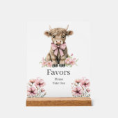 ピンクハイランド牛の誕生日ウィズサイン アクリルサイン (正面)