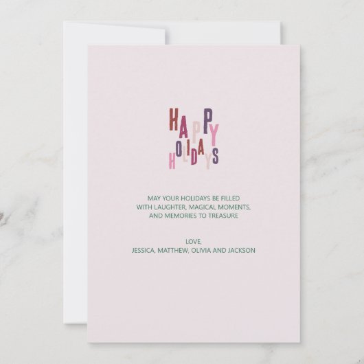 ピンクハカラフルッモダンプホリデーズクリスマス シーズンカード (裏面)