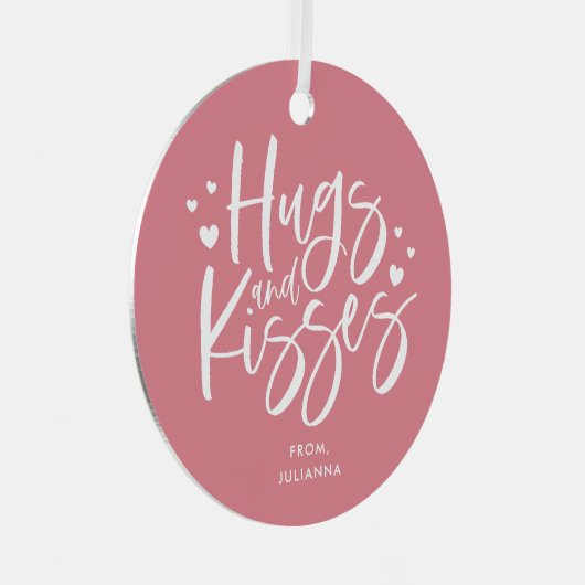 ピンクハグとキスズバレンタインデー メタルオーナメント (正面右)