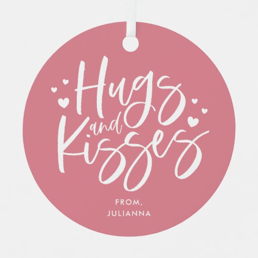 ピンクハグとキスズバレンタインデー メタルオーナメント (正面)