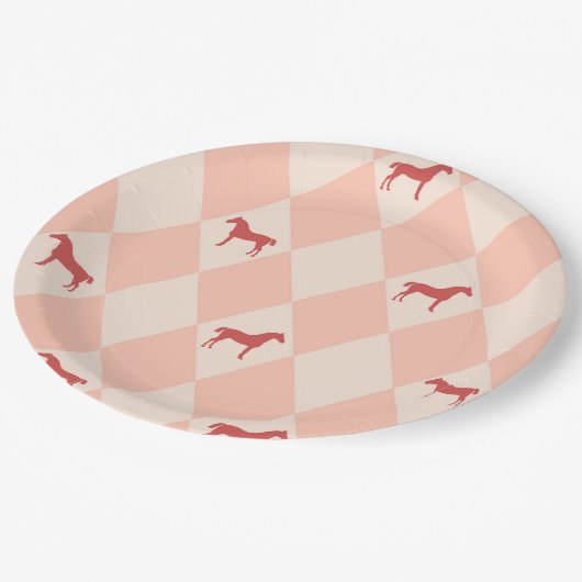 ピンクハスタイリッシュレキョン馬のパターン ペーパープレート (アングル)