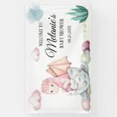 ピンクハッチドラゴンピンク雲の背景 横断幕 (縦)