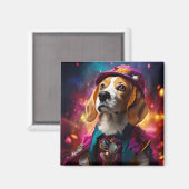 ピンクハットにビーグル マグネット (正面/裏面)