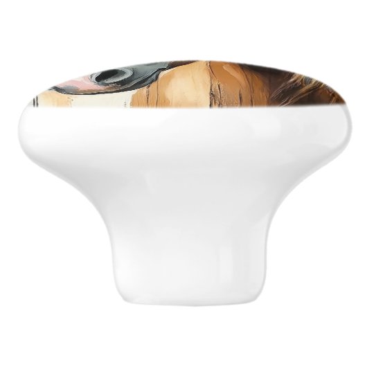 ピンクハットセラミックノブ付き女性のカーボーイ馬 セラミックノブ (側面)