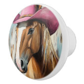 ピンクハットセラミックノブ付き女性のカーボーイ馬 セラミックノブ (右)