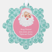 ピンクハットヴィンテージクリスマスのサンタクロース オーナメントカード (裏面)