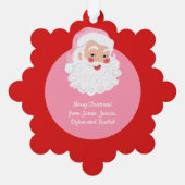 ピンクハットヴィンテージクリスマスのサンタクロース オーナメントカード (裏面)