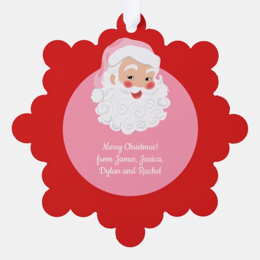 ピンクハットヴィンテージクリスマスのサンタクロース オーナメントカード (裏面)