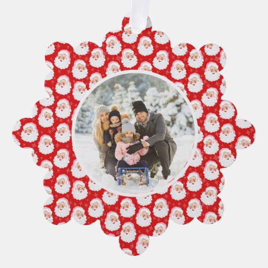 ピンクハットヴィンテージクリスマスのサンタクロース オーナメントカード (正面)