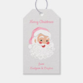 ピンクハットヴィンテージクリスマスのサンタクロース ギフトタグ (正面)