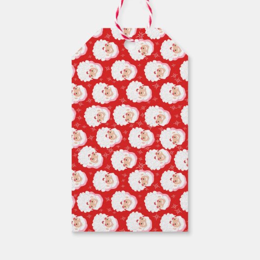 ピンクハットヴィンテージクリスマスのサンタクロース ギフトタグ (裏面)