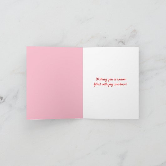 ピンクハットヴィンテージクリスマスのサンタクロース シーズンカード (内部)