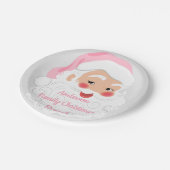 ピンクハットヴィンテージクリスマスのサンタクロース ペーパープレート (アングル)