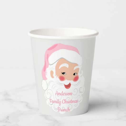 ピンクハットヴィンテージクリスマスのサンタクロース 紙コップ (裏面)