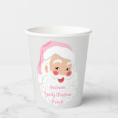 ピンクハットヴィンテージクリスマスのサンタクロース 紙コップ (正面)