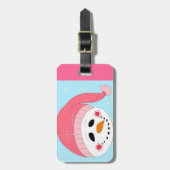 ピンクハット雪だるま ラゲッジタグ (正面縦)
