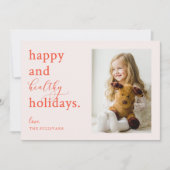 ピンクハッピーとヘルシー2021ホリデーフォト シーズンカード (正面)