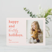 ピンクハッピーとヘルシー2021ホリデーフォト シーズンカード (スタンド正面)