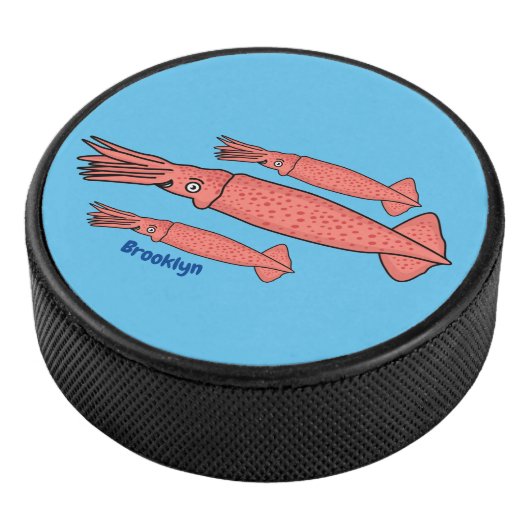 ピンクハッピーイカ漫画イラストレーション アイスホッケーパック (3/4)