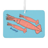 ピンクハッピーイカ漫画イラストレーション カーエアーフレッシュナー (裏面)