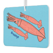 ピンクハッピーイカ漫画イラストレーション カーエアーフレッシュナー (左)