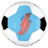 ピンクハッピーイカ漫画イラストレーション サッカーボール (回転)