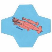 ピンクハッピーイカ漫画イラストレーション サッカーボール (フラット)