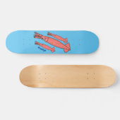 ピンクハッピーイカ漫画イラストレーション スケートボード (横)