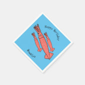 ピンクハッピーイカ漫画イラストレーション スタンダードカクテルナプキン (角)