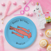 ピンクハッピーイカ漫画イラストレーション ペーパープレート (パーティー)