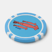 ピンクハッピーイカ漫画イラストレーション ポーカーチップ (シングル)