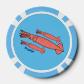 ピンクハッピーイカ漫画イラストレーション ポーカーチップ (裏面)