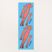 ピンクハッピーイカ漫画イラストレーション ヨガマット (裏面)