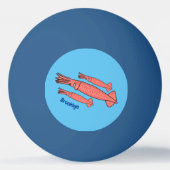 ピンクハッピーイカ漫画イラストレーション 卓球ボール (裏面)