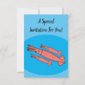 ピンクハッピーイカ漫画イラストレーション 招待状 (裏面)