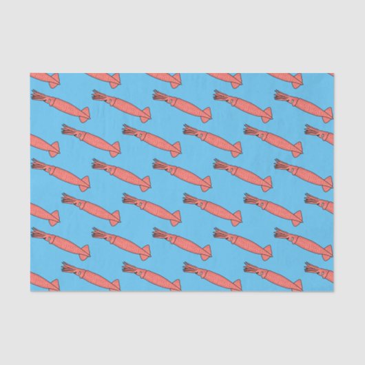 ピンクハッピーイカ漫画イラストレーション 薄葉紙 (正面)