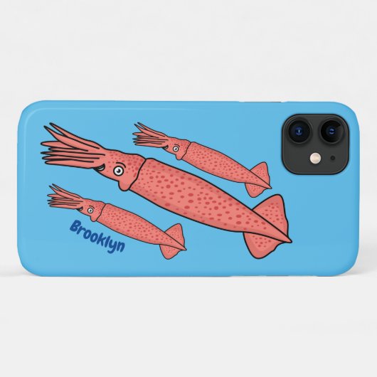 ピンクハッピーイカ漫画イラストレーション Case-Mate iPhoneケース (裏面(横))