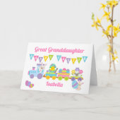 ピンクハッピーイースターバニートレイン素晴らし孫 カード (黄色い花)