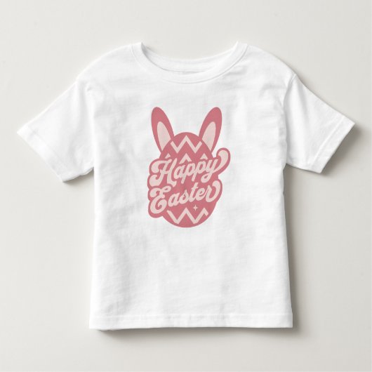 ピンクハッピーイースターバニー トドラーTシャツ (正面)