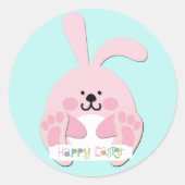 ピンクハッピーイースターバニー ラウンドシール (正面)
