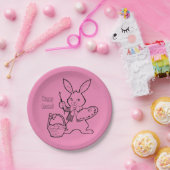 ピンクハッピーイースターバニ絵画ーズエッグス紙プレート ペーパープレート (パーティー)